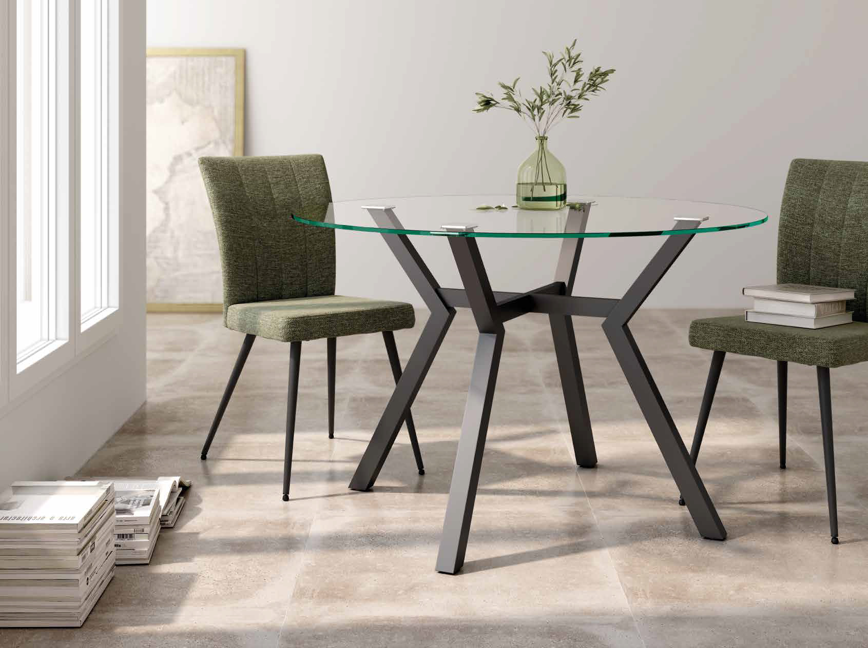 Mesa Redonda Fija Alborán Cristal